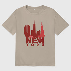 Футболка оверсайз женская New York red, цвет: миндальный