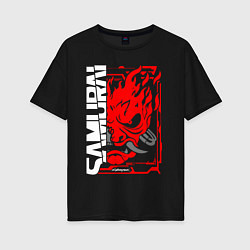 Футболка оверсайз женская Cyberpunk samurai, цвет: черный