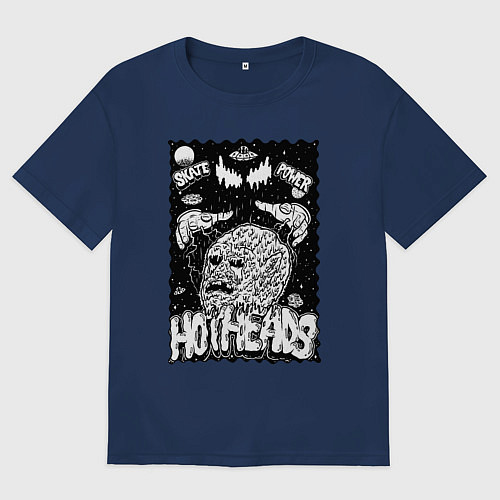 Женская футболка оверсайз Горячие головы / Тёмно-синий – фото 1