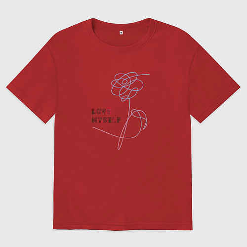 Женская футболка оверсайз BTS love myself / Красный – фото 1