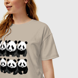 Футболка оверсайз женская Шесть панд, цвет: миндальный — фото 2