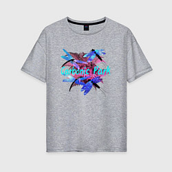 Футболка оверсайз женская Парк карбонового периода - Стрекозы, цвет: меланж