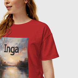 Футболка оверсайз женская Inga озеро, цвет: красный — фото 2