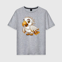 Футболка оверсайз женская Белый попугай, цвет: меланж