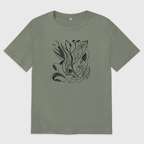 Женская футболка оверсайз Загадочные цветочные элементы / Авокадо – фото 1