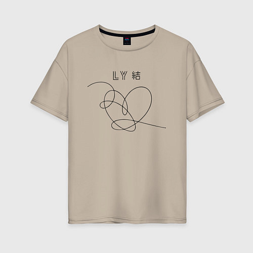 Женская футболка оверсайз BTS Love / Миндальный – фото 1