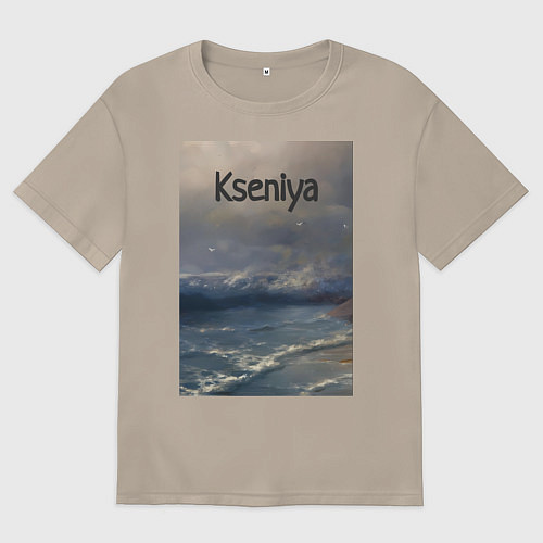 Женская футболка оверсайз Kseniya волны / Миндальный – фото 1