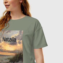 Футболка оверсайз женская Natalia закат, цвет: авокадо — фото 2