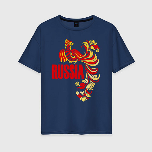 Женская футболка оверсайз Russia / Тёмно-синий – фото 1