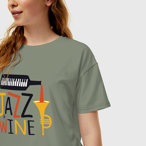 Женская футболка оверсайз Джаз и винишко / Авокадо – фото 3