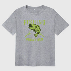 Футболка оверсайз женская Рыболовный турнир, цвет: меланж