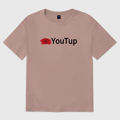 Женская футболка оверсайз Youtup youtube / Пыльно-розовый – фото 1