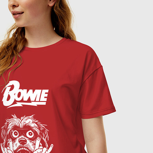 Женская футболка оверсайз David Bowie rock dog / Красный – фото 3