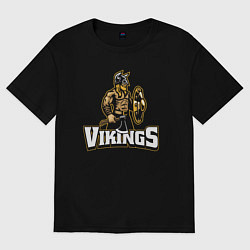 Футболка оверсайз женская Vikings team, цвет: черный
