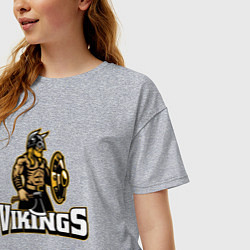 Футболка оверсайз женская Vikings team, цвет: меланж — фото 2