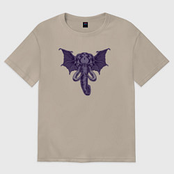 Футболка оверсайз женская Слон ктулху, цвет: миндальный