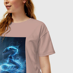 Футболка оверсайз женская Змея в молниях, цвет: пыльно-розовый — фото 2