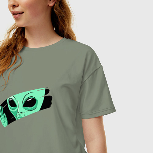 Женская футболка оверсайз Взгляд инопланетянина через стекло / Авокадо – фото 3