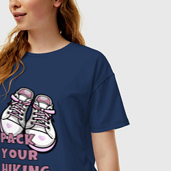 Футболка оверсайз женская Pink boots, цвет: тёмно-синий — фото 2