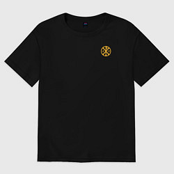 Футболка оверсайз женская За веру царя и святую триединую Русь малая Хризма, цвет: черный