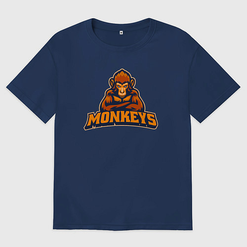 Женская футболка оверсайз Грозные обезьяны / Тёмно-синий – фото 1