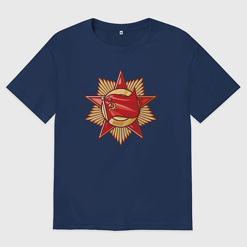 Женская футболка оверсайз Знамя СССР / Тёмно-синий – фото 1