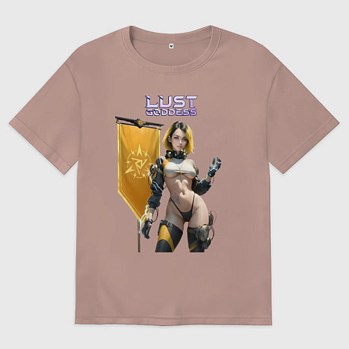 Женская футболка оверсайз Lust Goddess flag / Пыльно-розовый – фото 1