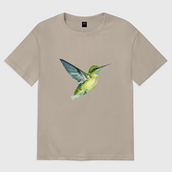 Женская футболка оверсайз Колибри зелёная