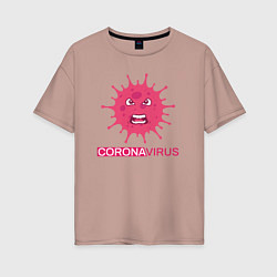 Женская футболка оверсайз Pink coronavirus