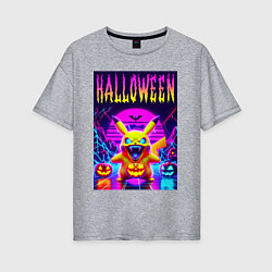 Женская футболка оверсайз Pikachu - halloween vaporwave