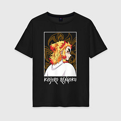 Футболка оверсайз женская Rengoku Kyoujurou, цвет: черный
