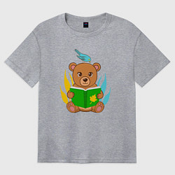 Женская футболка оверсайз Медведь с книжкой