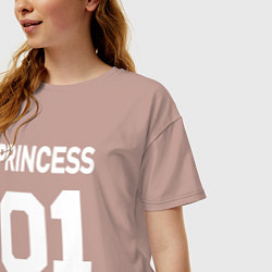 Футболка оверсайз женская Футбольная надпись для семейной фотосессии: 01 при, цвет: пыльно-розовый — фото 2