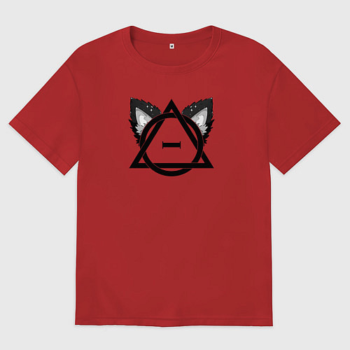 Женская футболка оверсайз Чёрный символ квадробика / Красный – фото 1