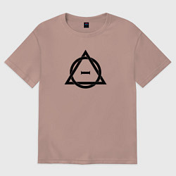 Футболка оверсайз женская Символика квадроберов черная, цвет: пыльно-розовый