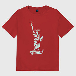 Футболка оверсайз женская Статуя свободы - Нью-Йорк, цвет: красный