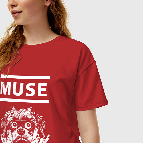 Женская футболка оверсайз Muse rock dog / Красный – фото 3