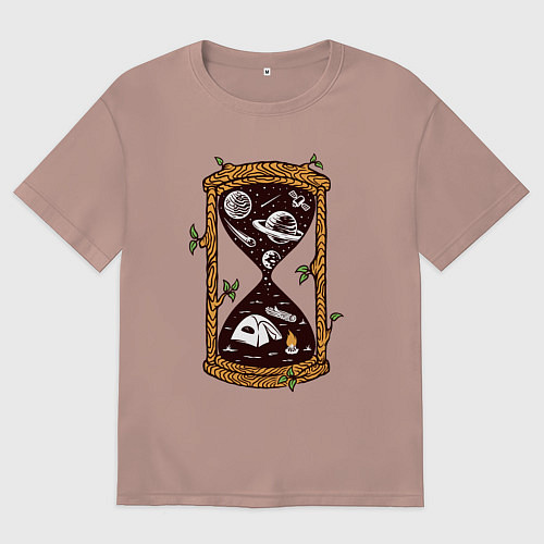 Женская футболка оверсайз Космический поход / Пыльно-розовый – фото 1