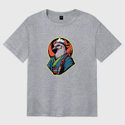 Футболка оверсайз женская Голубь самурай, цвет: меланж