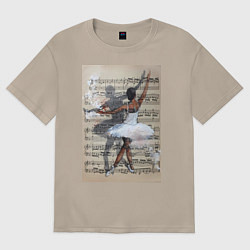 Футболка оверсайз женская Балет ноты, цвет: миндальный