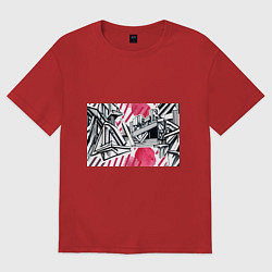 Женская футболка оверсайз Скетч архитектуры - акварельная абстракция