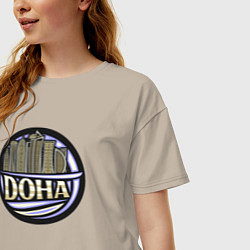 Футболка оверсайз женская Катар - Доха, цвет: миндальный — фото 2