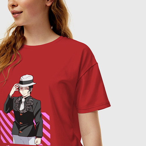 Женская футболка оверсайз Клинок рассекающий демонов музан / Красный – фото 3