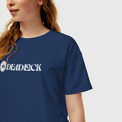 Футболка оверсайз женская Deadlock white logo, цвет: тёмно-синий — фото 2
