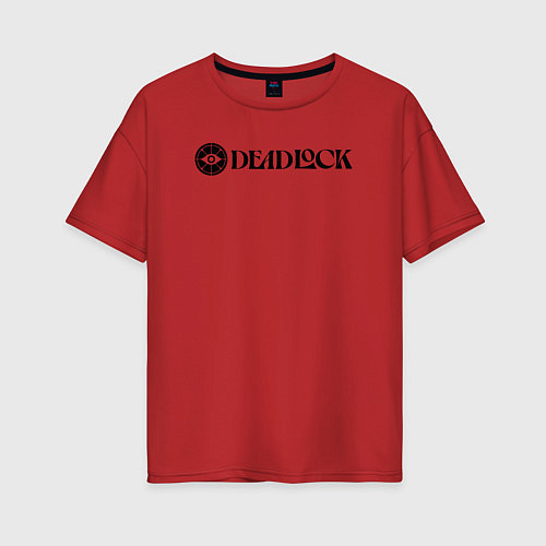 Женская футболка оверсайз Deadlock white logo / Красный – фото 1