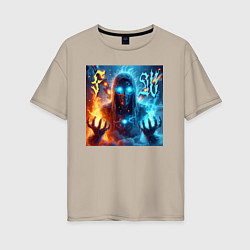 Женская футболка оверсайз Fire and water - neon glow