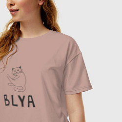 Футболка оверсайз женская Кот Blya, цвет: пыльно-розовый — фото 2