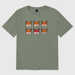 Футболка оверсайз женская Эмоции лисички, цвет: авокадо