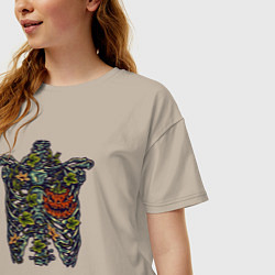 Футболка оверсайз женская Halloween skeletor, цвет: миндальный — фото 2