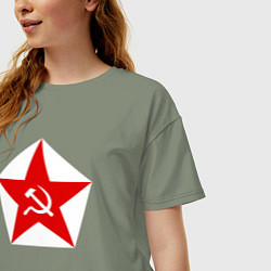 Футболка оверсайз женская Пятиконечная звезда СССР, цвет: авокадо — фото 2